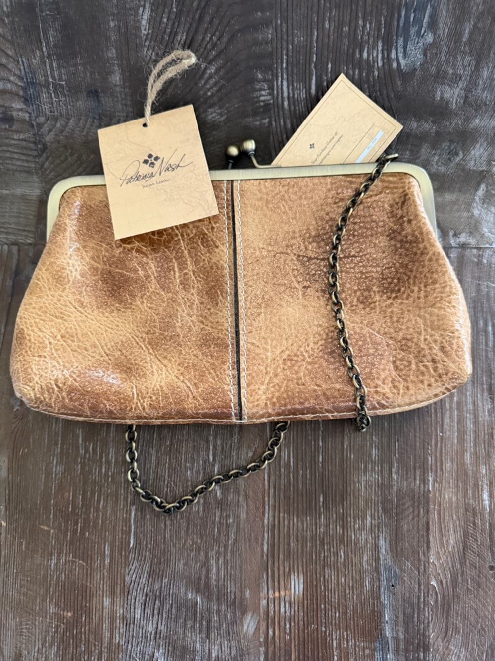 Vintage Patricia Nash Distressed Copper-Tan Leather Clutch